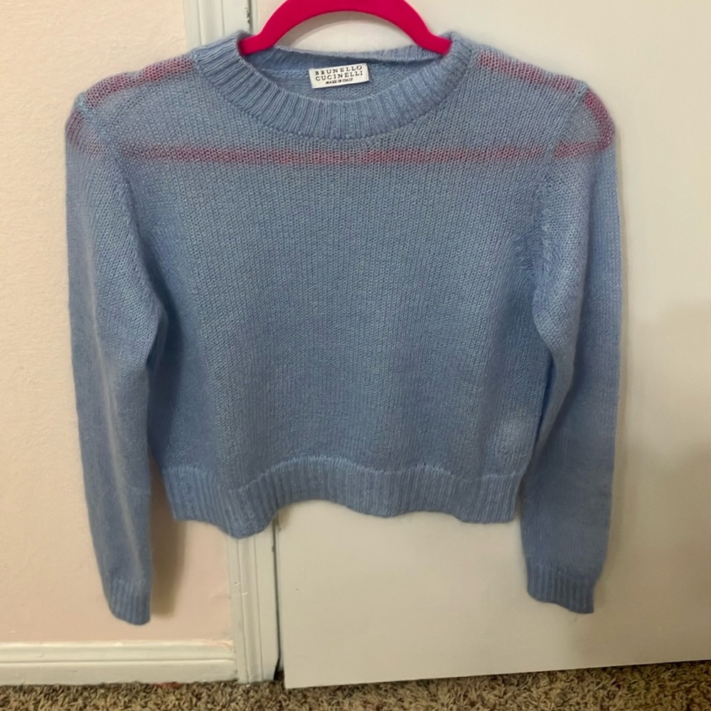 Brunello Cucinelli Soft Blue Sweater cropped